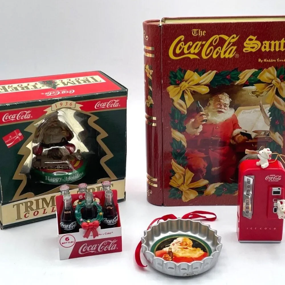 LOT OF 5 Vintage Coca-Cola Christmas Ornaments Collectibles 1989-1997